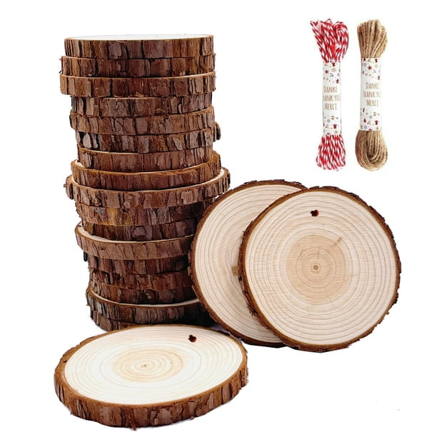Juego de posavasos de madera William Craft, inacabado, natural, 9 a 10 cm, 20 unidades