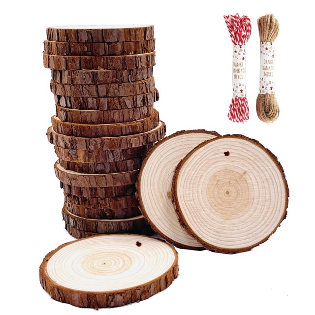 Juego de posavasos de madera William Craft, inacabado, natural, 9 a 10 cm, 20 unidades