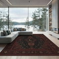 thumbnail image 2 of ODIKA 6'x9' Washable Area Rug Deep Red Black Celestial Floral Design Intricate Moon and Star Motif with Elegant Borders for Queen Size Bedroom, Under Bed, Master Suite, Easy Care, Non-Shedding, 2 of 7