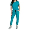 Medgear Fleur Women's Stretch Scrub Set with Zip Chest Pocket Top and Jogger Pants, Teal, XX-Large
