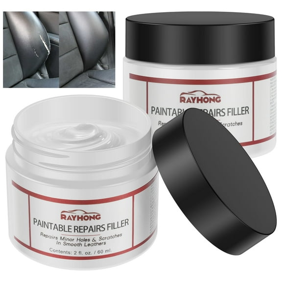 Retrok 2pcs Leather Filler for Filling or Repairing Holes Scratches Flexible Leather Filling Paste White Leather Restorer Multipurpose Leather Refinish for Leather Vinyl Sofa Chair
