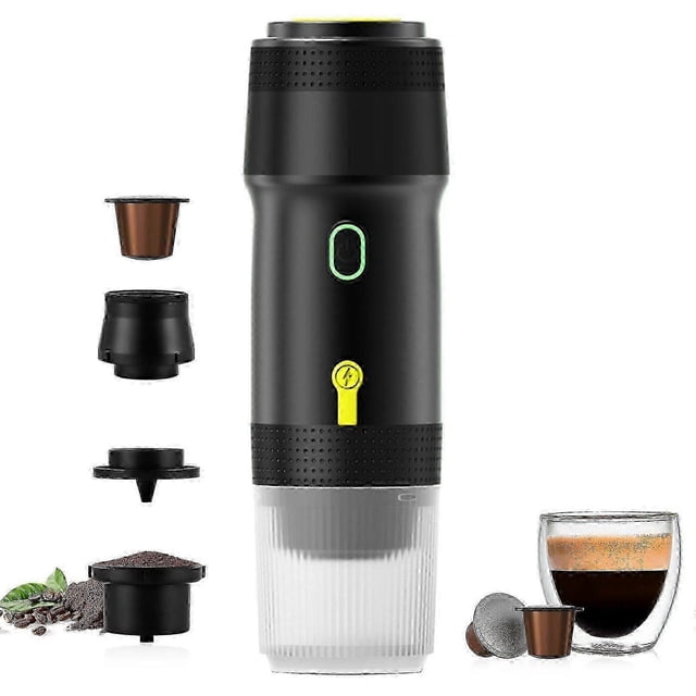 Portable Electric Espresso Machine Ground Coffee & Capsule Coffee Maker, 7500mAh Cold Brew & Self-Heating Coffee Maker for Camping & Office 26-27s