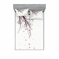 thumbnail image 1 of Nature Bedding Set with Sheet & Covers, Cherry Blossoming Falling Petals Flowers Springtime Park Simple Illustration Print, Printed Bedroom Decor 2 Shams, 4 Sizes, Pink Black, by Ambesonne, 1 of 3