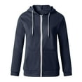 thumbnail image 3 of womens tops under $5 Dezsed Tops For Women Womens Hoodie Full Zip Long Sleeve Lightweight Sweatshirts Pockets Jacket Coat Navy M, 3 of 5