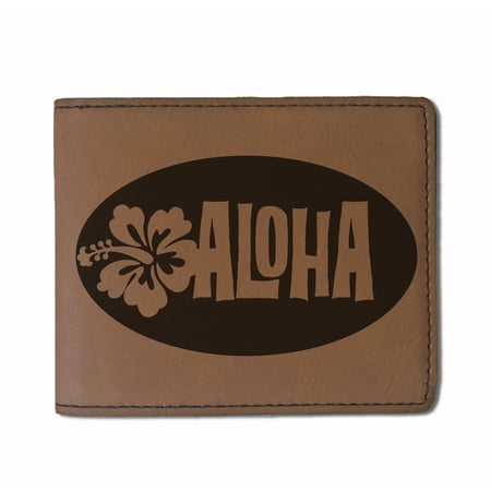 Faux Leather Wallet - Aloha - Personalized Engraving Included