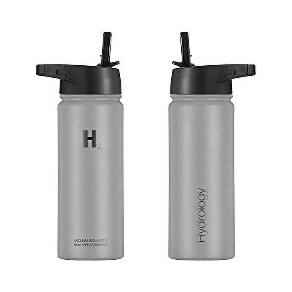 H2 HYDROLOGY Adventure Water Bottle with 3 LIDS, Double Wall 64 oz,  Graphite