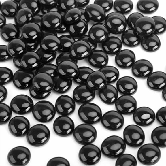 5LB Black Flat Glass Marbles, Gemstone Beads, Aquarium Rocks Fish Tank, Gravel Stones Bulk Pebbles Decorative Beads for DIY Crafts Vase Fillers Table Scatter Decor
