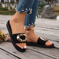thumbnail image 4 of Rokment Women's Metallic Silver Buckles Platform Memory Foam Slippers for Indoor Outdoor Fashion Casual Cloud Comfortable Arch Support Walking Slip on Slides Beach Sandals Black Size 6, 4 of 6