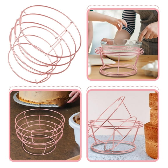 ETHZZLE 3Pcs Baking Cooling Holder for Dessert in Rose Gold Metal with Nonstick Coating