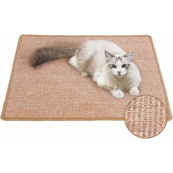 Cat Scratcher Mat, 23.6 X 31.5 Inch Natural Sisal Cat Scratch Mats, Horizontal Cat Floor Scratching Pad Rug, Protect Carpets and Sofas Brown