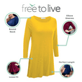 thumbnail image 6 of Free to Live 3 Pack Women's Loose Fit Long Elbow Sleeve Extra Long Jersey Tunics, 6 of 6