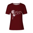 thumbnail image 3 of Tops de Ajuste Suelto para las Mujeres Sudadera Casual Impresa Manga Corta Cuello Redondo Superior, Poliéster, 3 of 7