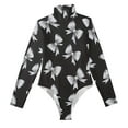 thumbnail image 3 of joogoo Bow Women's Mock Turtle Neck Long Sleeve Bodysuit M, 3 of 8