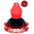 thumbnail image 3 of Jizyo Robe Tutu à Sequins pour Filles Jupe Scintillante Justaucorps Tenue de Danse Jazz Hip Hop Rouge 4, 3 of 6