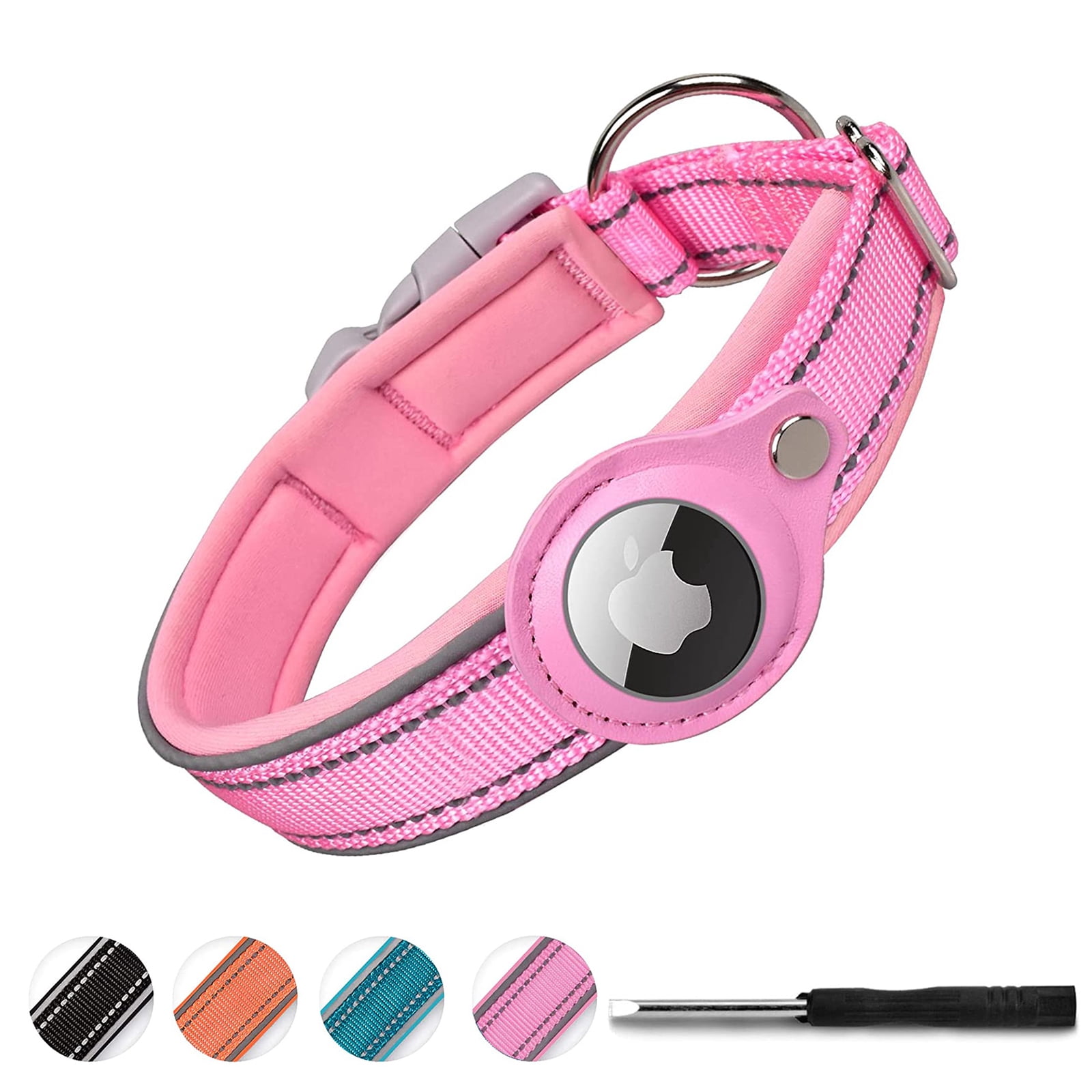 Reflective AirTag Dog Collar,Padded for Apple Air Tag Adjustable Dog