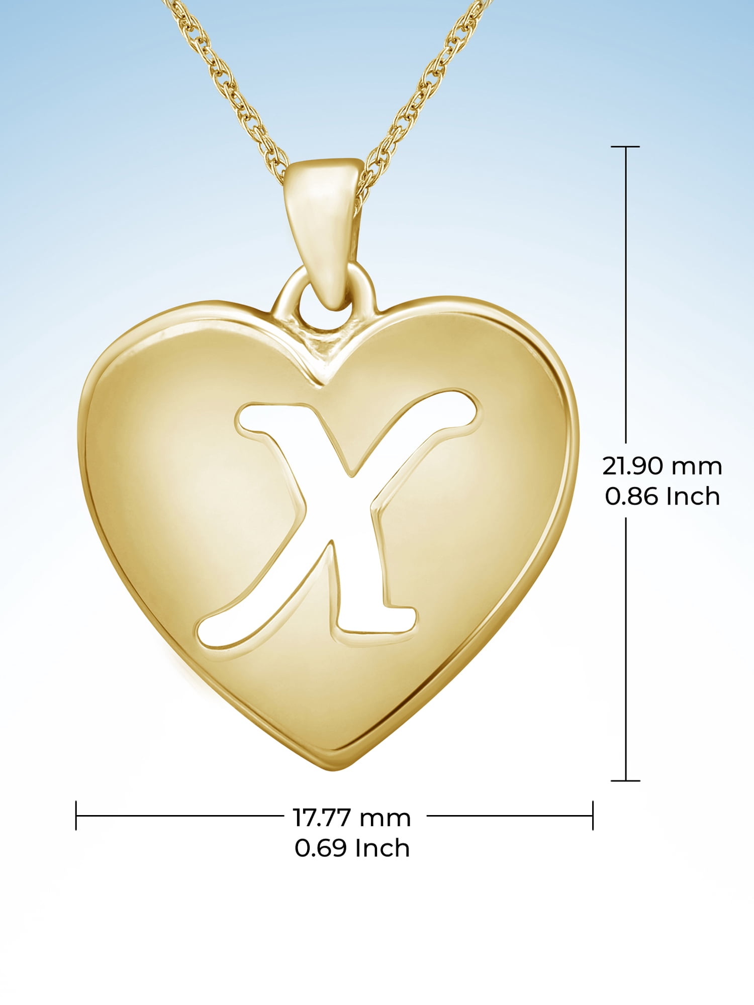 JewelersClub Initial Letter Pendant for Women|Customizable 14K Gold over Silver X Alphabet Monogram Necklaces for Girls|Cursive Script Capital Letters|Personalized Jewelry Gift for Her