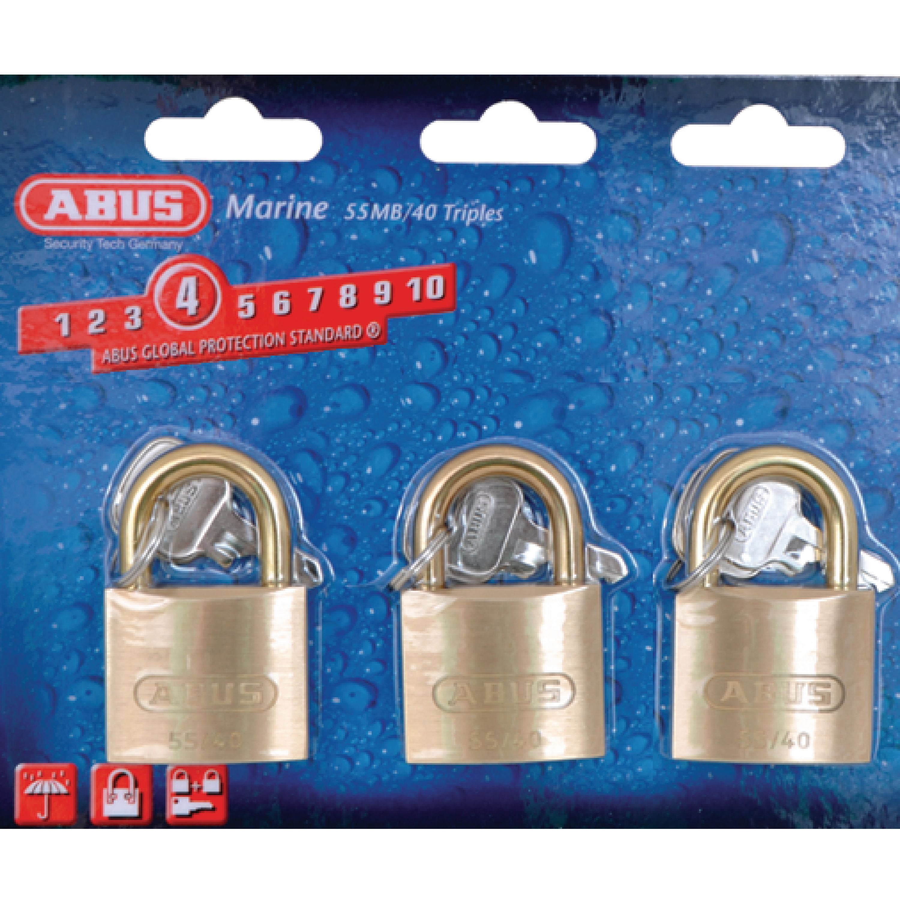 Abus Keyed Alike Solid Brass Padlock 3 Pack