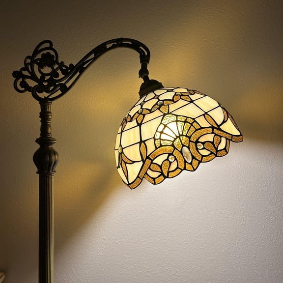 ENJOY DÉCOR LAMPS 63-Inch 1-Light Baroque Stained Glass Gold Bowl Floor Lamp