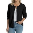 thumbnail image 2 of QUALFORT Women’s 100% Cotton Lightweight Button-Front Cardigan Sweater，crew neck Long Sleeve Knit, 2 of 6