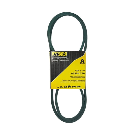 HERO® 1/2 inch x 77 inch Aramid Kevlar Lawn Mower Belt Replacement For Reference A75 4L770