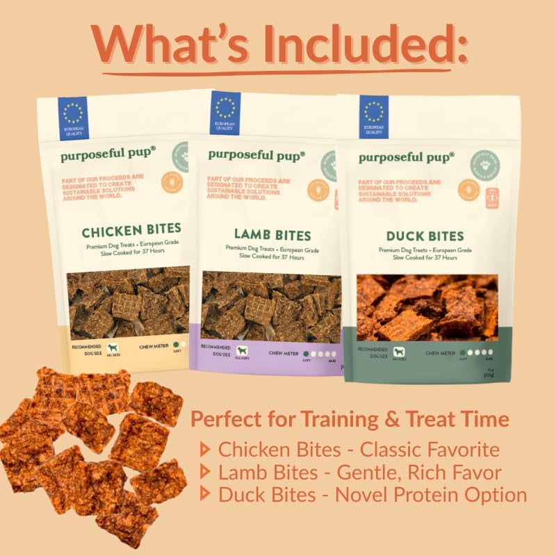 Purposeful Pup, Trio Bite-size Dog Treat Bundle - 3 Packs Premium European Quality