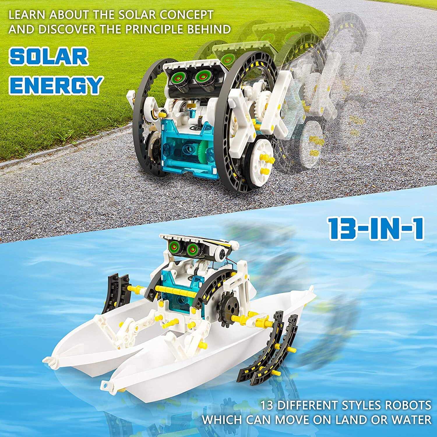 Freecat 12-in-1 Solar Power Robots Creation Toy, DIY Robotics Kit Science Educational Toy Building Robotic Set for Kids Age 8-12