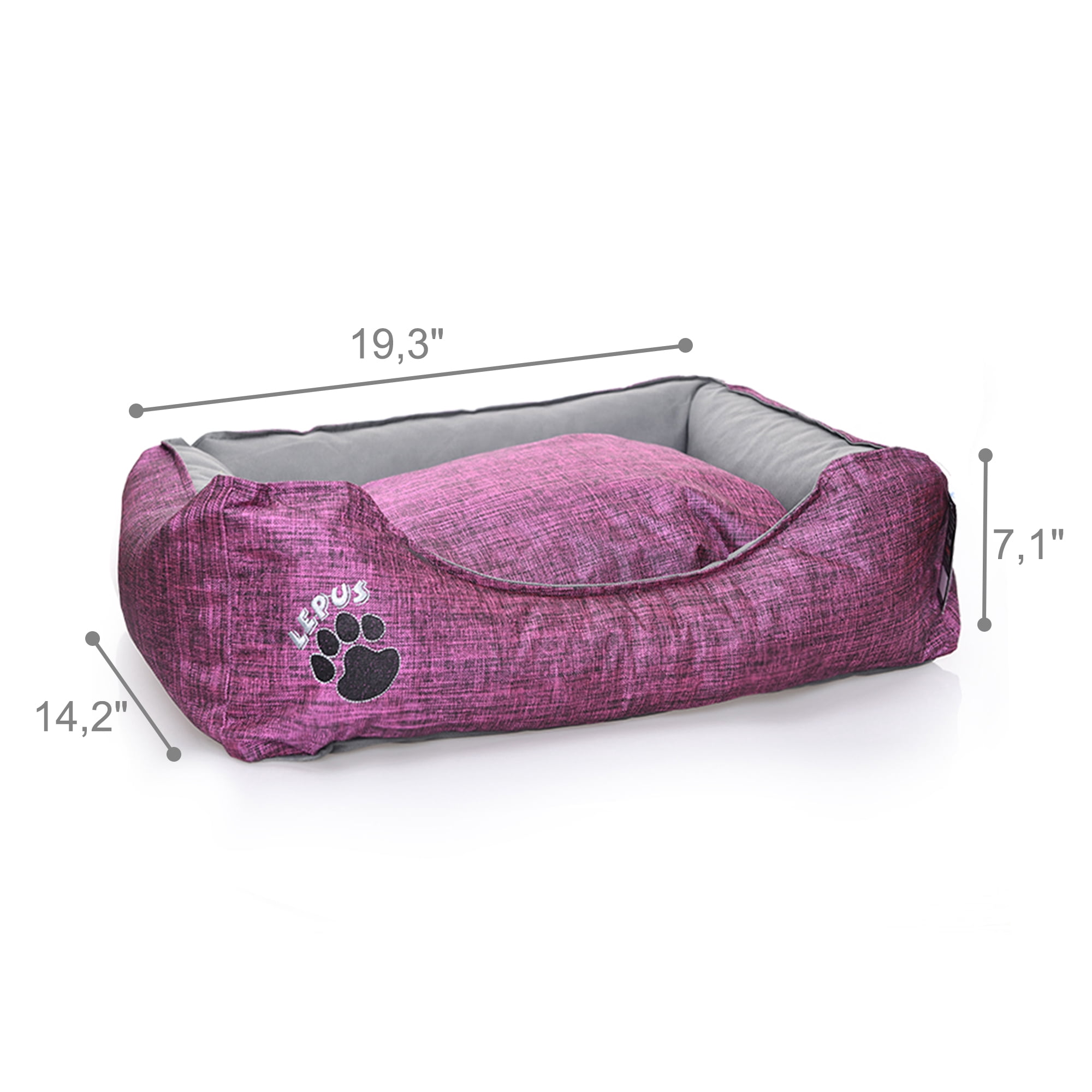 SUSSEXHOME Pets 19.3 x 14.2 x 7 Inches Outdoor Dog Bed for Small Dogs - Durable Waterproof Sofa Dog Bed with Sides - (PURPLE)