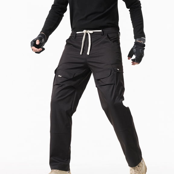 Blmnix Carpenter Men Pants Baggy Hiking Pants Cargo Pants Active Fit Low Rise Sweatpants Long Straight-Leg Black Casual Pants for Men,XXL