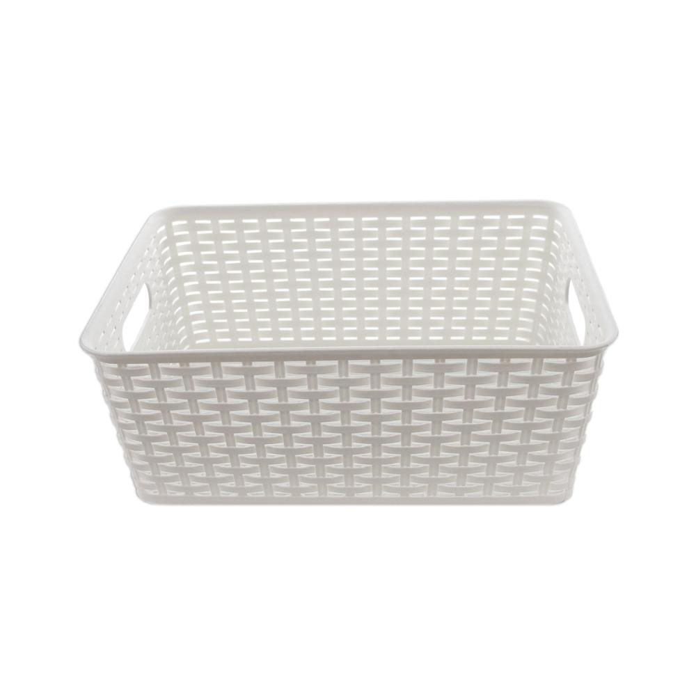 YBM Home Small Plastic Rattan Storage Basket for Bathroom, ba413white-1 - image 1 of 3