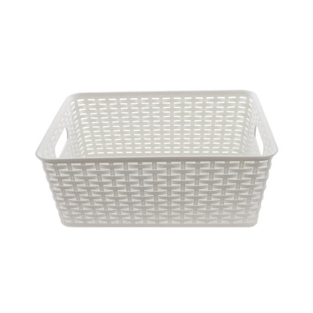 YBM Home Small Plastic Rattan Storage Basket for Bathroom, ba413white-1