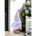 thumbnail image 4 of 23 Inch Porch Goose Statue Clothes, Seasonal Lawn Holiday Decoration for Easter Christmas and Outdoor Garden Decor, White Goose Porch Dress Decoration (Purple Wedding Dress + Hat), 4 of 5