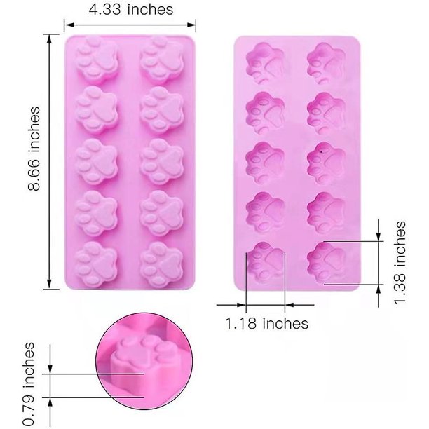 Moldes de silicona para pata y hueso de perro cachorro, moldes de silicona antiadherentes de grado alimenticio para chocolate, dulces, gelatina, cubitos de hielo, golosinas para perros (hueso de pata de cachorro Se ShuxiuWang 8390612233470