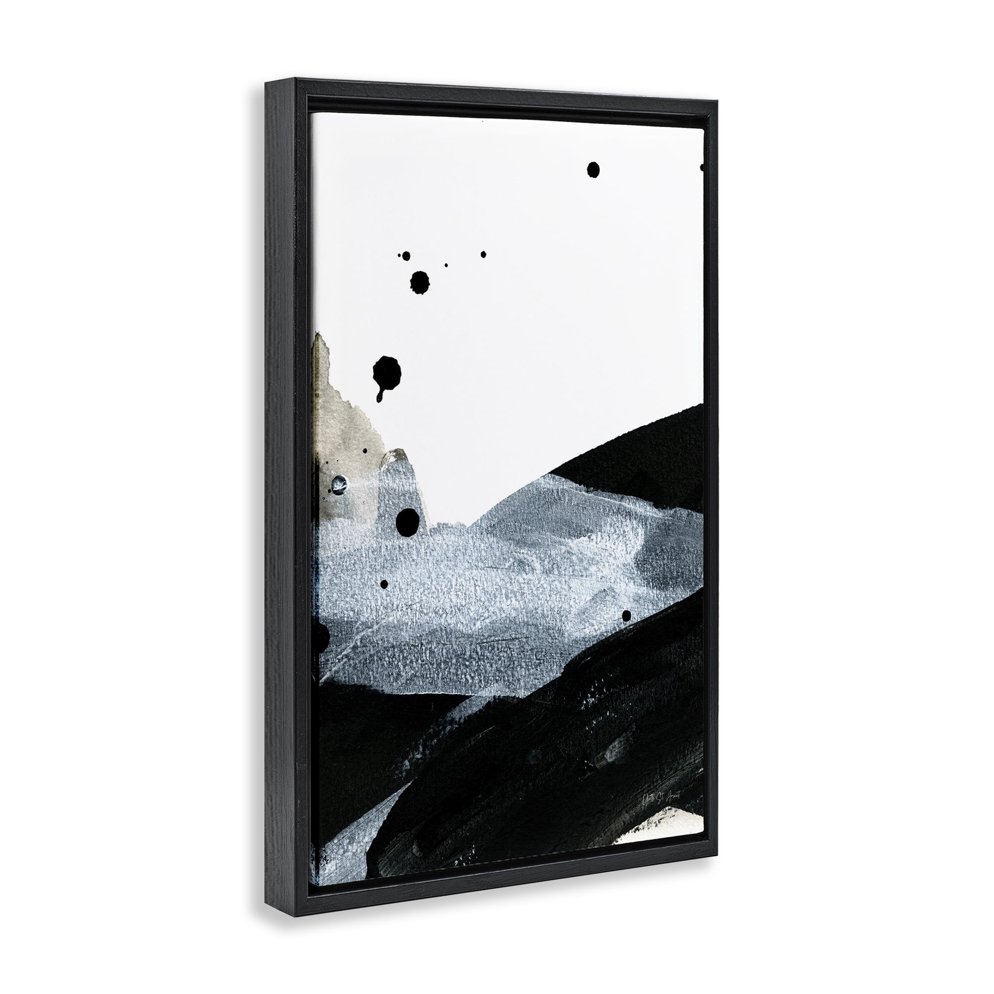 Stupell Industries Murky Gradient Movement Abstract Painting Black Floater Framed Canvas Art Print Wall Art, 17 x 25