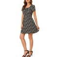 thumbnail image 5 of INSPIRE CHIC Women's Printed Square Neck Short Sleeve A-Line Prom Dress, 5 of 8