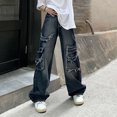 thumbnail image 4 of Rimocy - Pantalones vaqueros holgados y rotos para mujer, de cintura alta y pierna ancha, estilo Harajuku, 2023, 4 of 6
