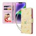 thumbnail image 1 of Compatible with iPhone 14 Plus Case Retro Gilded Flower PU Leather RFID Blocking Wallet Cover, 1 of 5