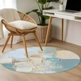 thumbnail image 5 of Modern Abstract Round Area Rug 3 FT, Small Kitchen Bathroom Mat, Blue Brown Color Blocks Washable Indoor Outdoor Throw Runner Carpet Doormat for Table Shower Entryway, 5 of 9