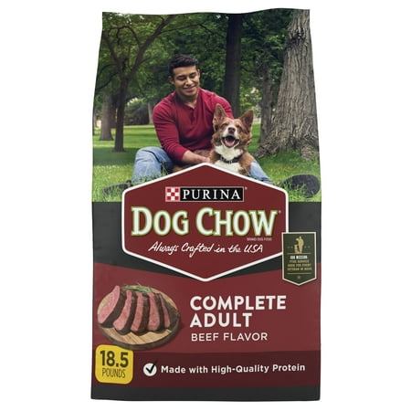 Purina Dog Chow Complete Adult Dry Dog Food for Adult Dogs, Kibble Beef Flavor 18.5 lb Bag