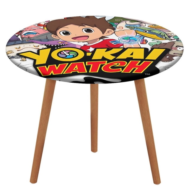 Yo-kai Watch-theme Fitted Round Tablecloths Elastic Edged Table Covers Waterproof Table Cloth for Kitchen Holiday Party Tables Decor 120cm