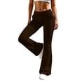 thumbnail image 6 of Inleife Women High Waist Flared Yoga Pants Elastic Waist Pocket Slim Fit Casual Flare Long Trousers For Sports Daily Wear, 6 of 6