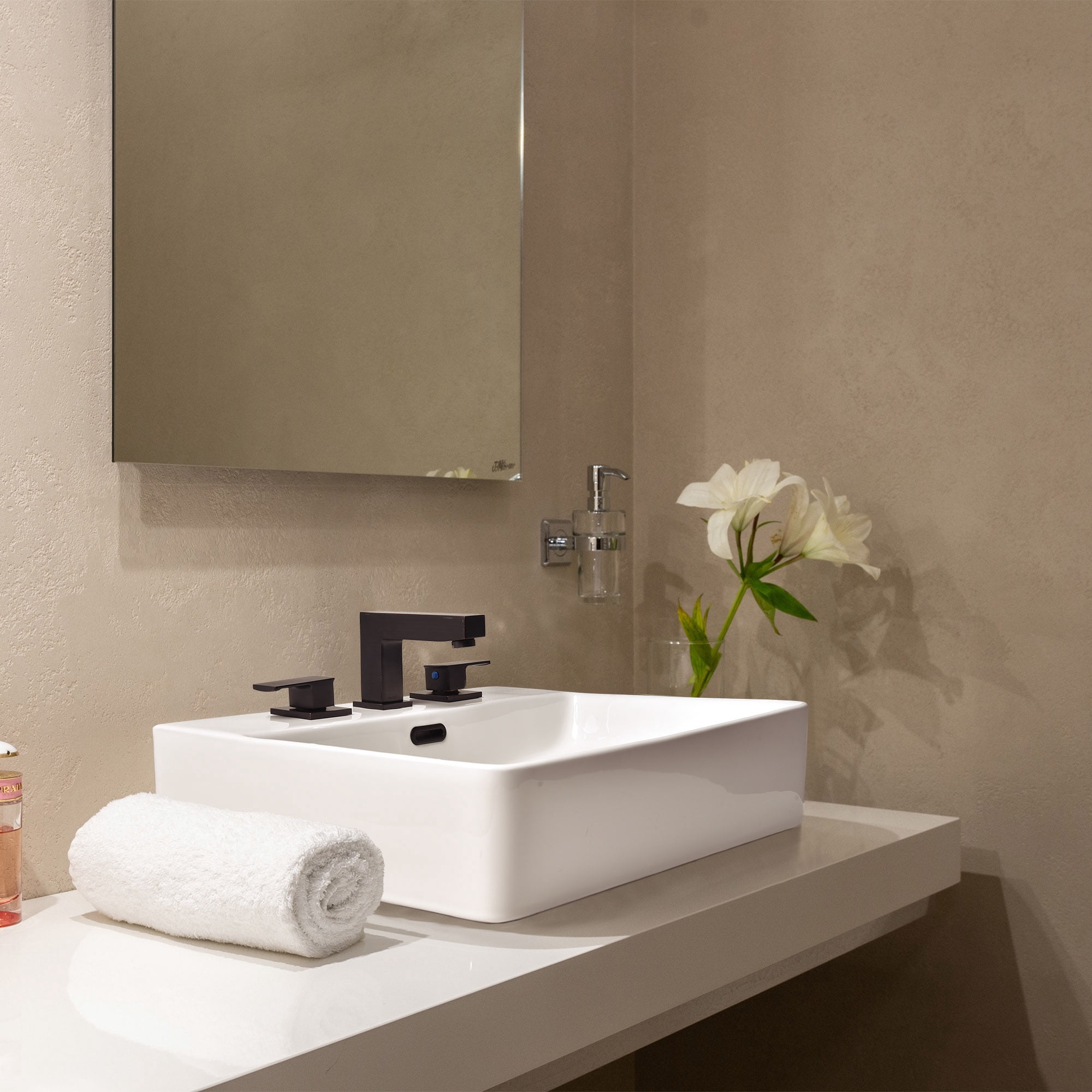 Aquaterior 20" Rectangle Bathroom Vessel Sink White Procelain Above Counter Ceramic Basin