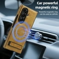 thumbnail image 5 of Magnetic for Samsung Galaxy Z Fold 7 PU Leather Case, Compatible with Magsafe, Built-in Invisible Stand, Premium Ultra Slim Adjustable Kickstand Protective Phone Case for Galaxy Z Fold 7, Brown, 5 of 9