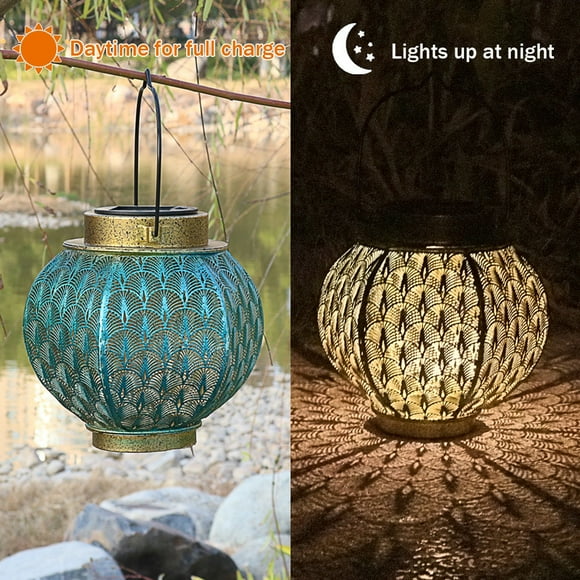 Pisexur Solar Lantern Outdoor Lights Garden Hanging Lights For Patio Tree Table Decor Solar Hollow-Out Lights With Handle on Clearance