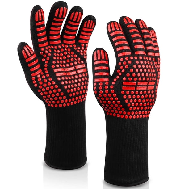 Guantes para barbacoa Guantes ignífugos de grado 800 resistentes al calor con revestimiento de silicona Guantes para barbacoa Weber antideslizantes Guantes para barbacoa para barbacoa, barbacoa,