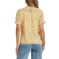 thumbnail image 3 of INSPIRAR CHIC Blusas de Chifón para Mujeres con Mangas Cortas, Con Volantes, Florales, para Trabajo y Oficina, Talla XL, Naranja y Blanco, 3 of 6