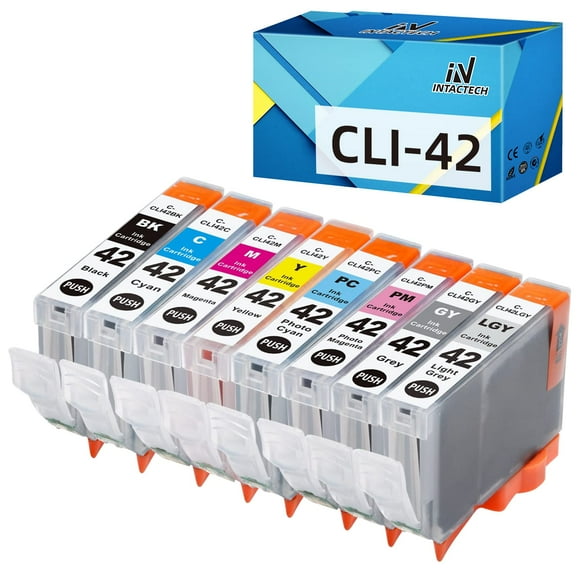 Cartouches d'Encre Compatibles CLI-42 de Remplacement pour Canon CLI-42 Pixma PRO-100 pour Imprimante Pixma Pro100, (8 Pack Combo, C42BK C42C C42M C42Y C42 Pcs C42PM C42GY C42LGY C42LGY)
