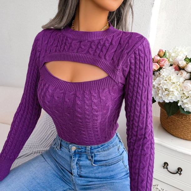 Suéter de manga larga con giro hueco de moda europea y americana de otoño e invierno Ropa de mujer