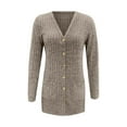 thumbnail image 4 of MSJUHEG Cardigan For Women Cardigan Sweaters For Women Brushed Solid Color Long Sleeved Cardigan Jacket Womens Cardigan Sweaters Khaki S, 4 of 5