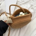 thumbnail image 3 of Bolsas cruzados con forma de sombrero, Bolsa tejido informal con lazo para mujer para fiestas navideñas (caqui) Ndcxsfigh Para Estrenar, 3 of 9