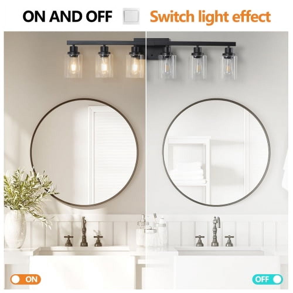 ACE-LIGHTS,6-Lights Rustic Bathroom Light Fixture(Bulbs Not Included),Bathroom Sconce,Farmhouse Vanity Lights Fixture for Bathroom,Dressing room,Living Room,Bedroom(Black)